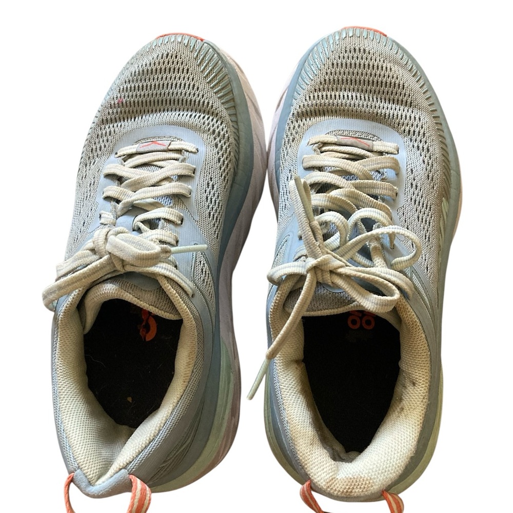 Hoka One One Bondi 7 Blue Fog‎ Running Athletic Shoes Women’s Size 5 D Wide - Picture 3 of 7